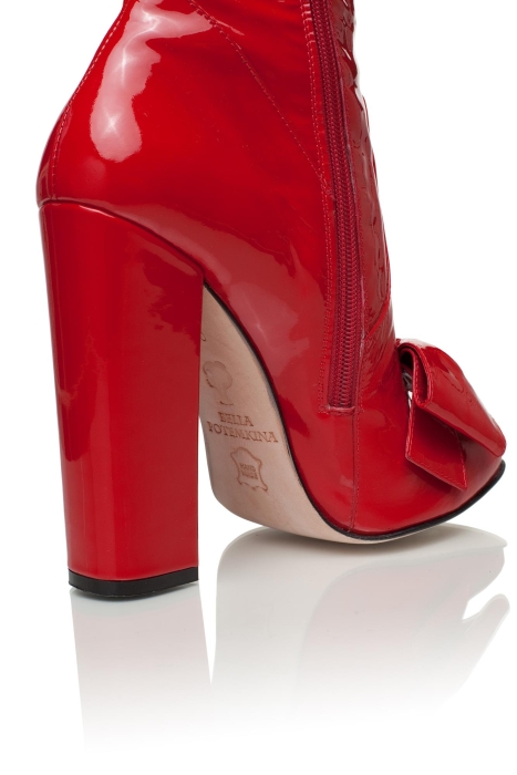 Ботфорты лак красные с бантом