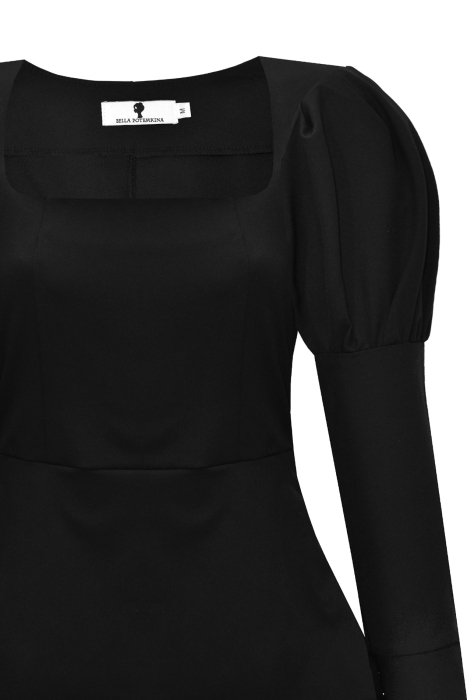 Платье "Эрна" черное, подол из белого хлопка