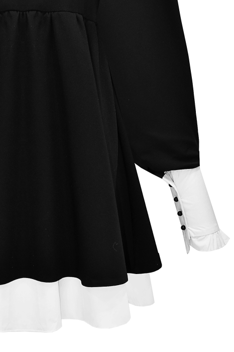 Платье "Эстьена" черное, белый воротник, манжеты и подол, мини