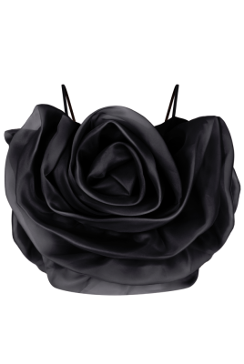 Топ-корсет,черный,один объемный цветок