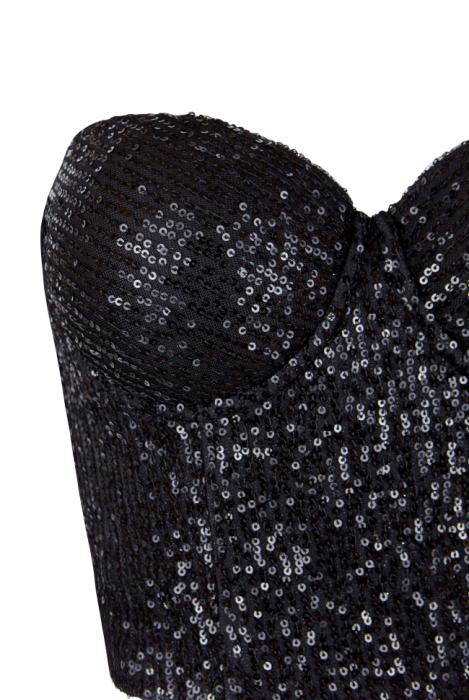 Топ-корсет "Ороне" черный, черные пайетки, на завязках