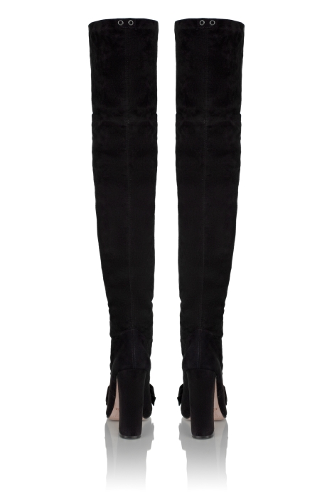 Ботфорты замша черные с бантом