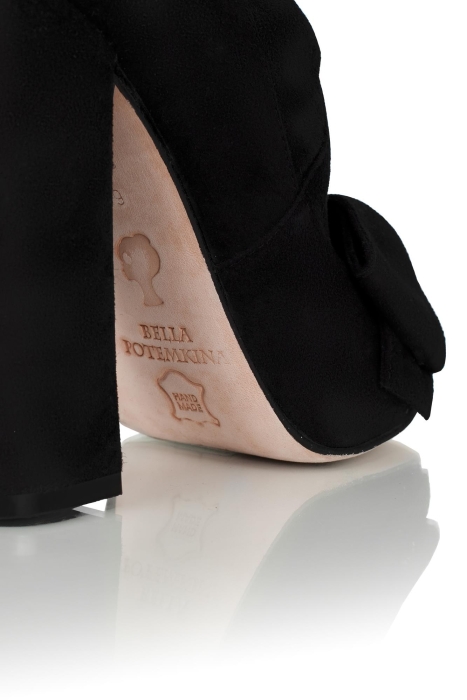 Ботфорты замша черные с бантом