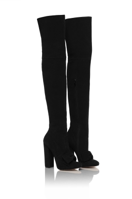 Ботфорты замша черные с бантом