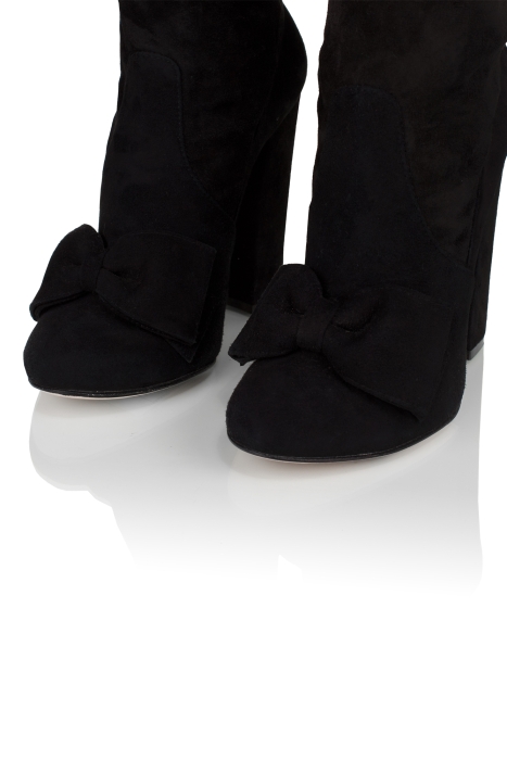 Ботфорты замша черные с бантом
