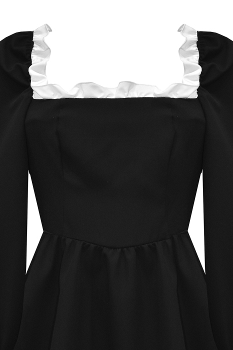 Платье "Юлиана" черное, с белыми вставками