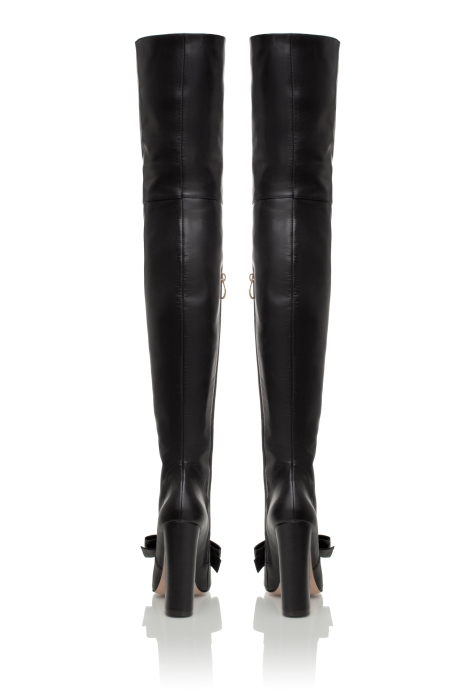 Ботфорты кожа черные с бантом