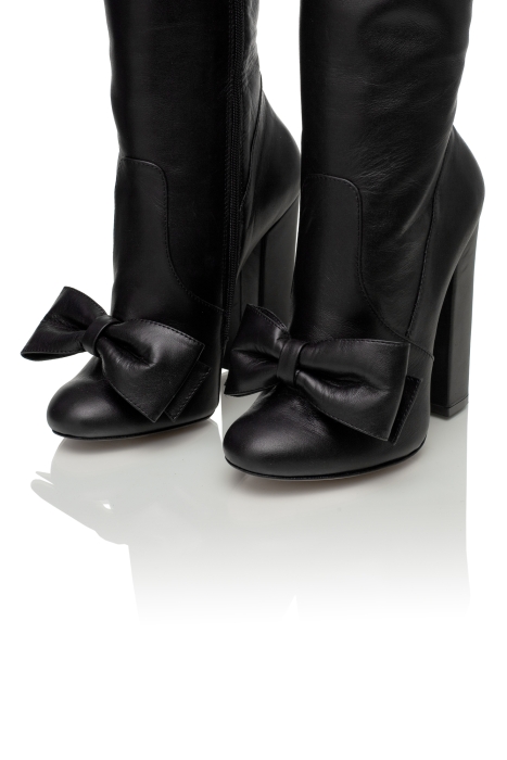 Ботфорты кожа черные с бантом