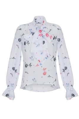 Блуза "Верене" молочная, разноцветный принт
