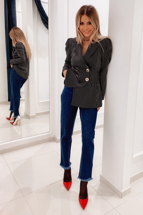 Джинсы "Марсель" синие, высокая талия