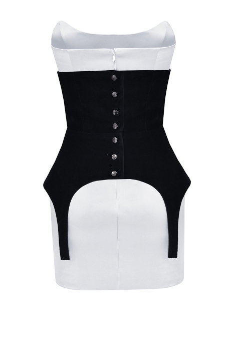 Платье "Джулия" белое, атлас, с корсетом бархат