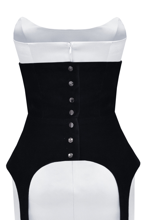 Платье "Джулия" белое, атлас, с корсетом бархат