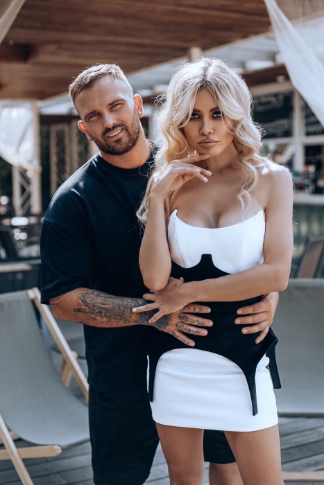 Платье "Джулия" белое, атлас, с корсетом бархат