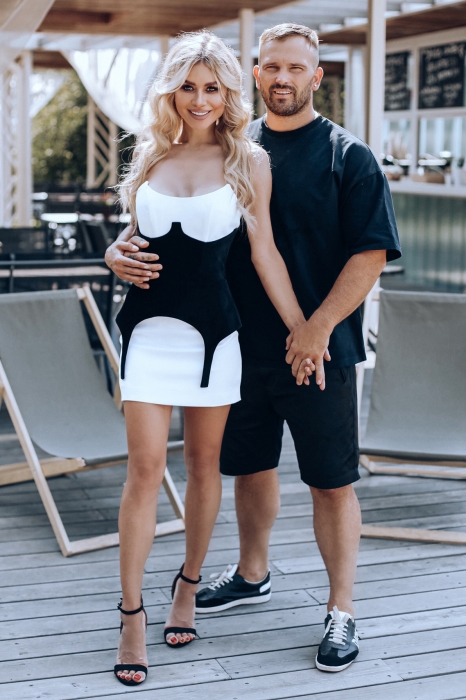 Платье "Джулия" белое, атлас, с корсетом бархат