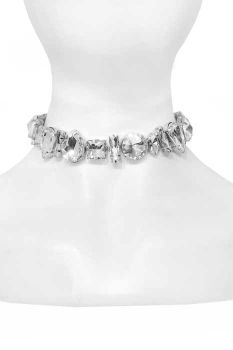 Чокер - колье серебристый, с крупными стразами - камнями