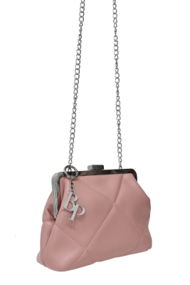 Сумка "ридикюль" темно-розовая, стеганая, эко-кожа