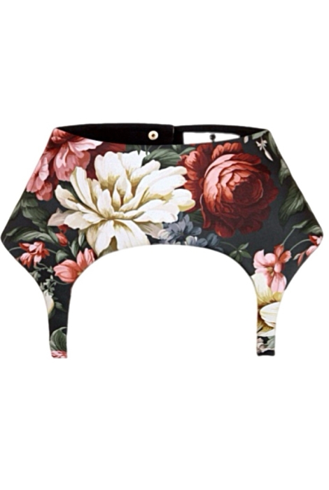 Пояс-корсет "Бари" черный, принт пионы