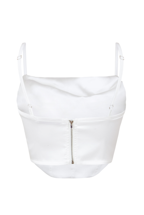 Топ-корсет "Сайрис" белый, в сборку, шелк