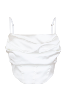 Топ-корсет "Сайрис" белый, в сборку, шелк