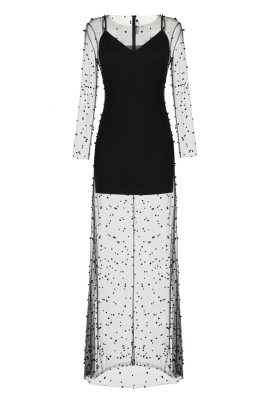 Платье "София Руж" черное, черный жемчуг, макси