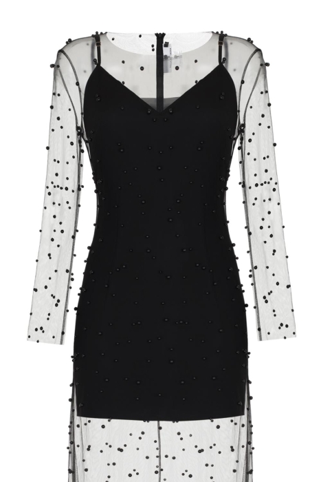 Платье "София Руж" черное, черный жемчуг, макси