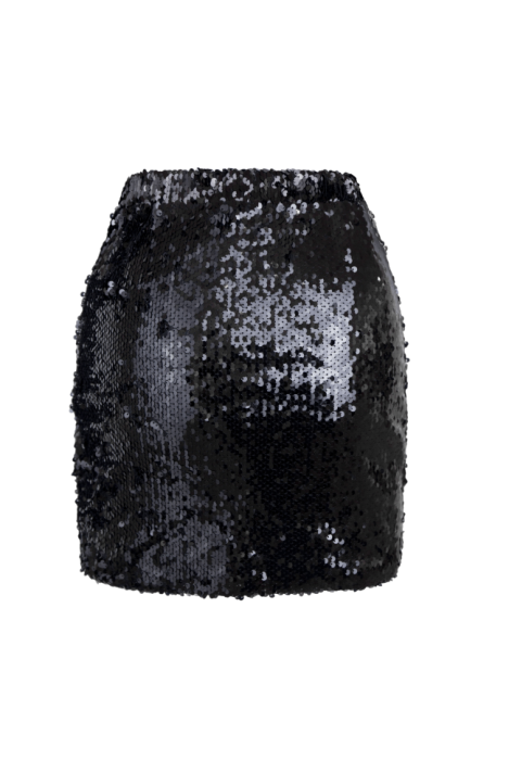 Юбка "Тейра" черная, черные пайетки пайетки (42 см)
