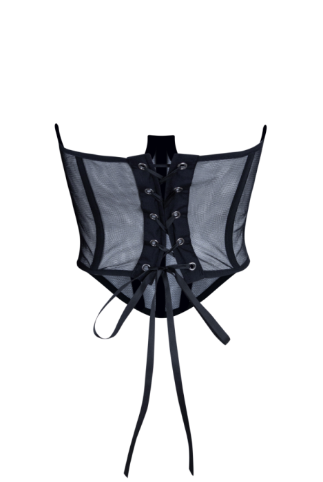 Пояс - корсет "Ангелика" черный, с серебристыми мелкими камнями