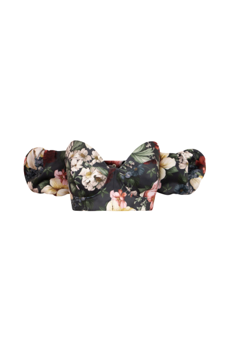 Топ "Пионы" черный, бордово-белый принт