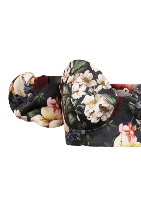 Топ "Пионы" черный, бордово-белый принт