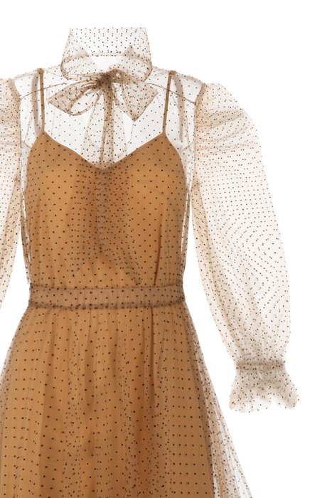Платье "Дарлин" бежевое, фатин в точку