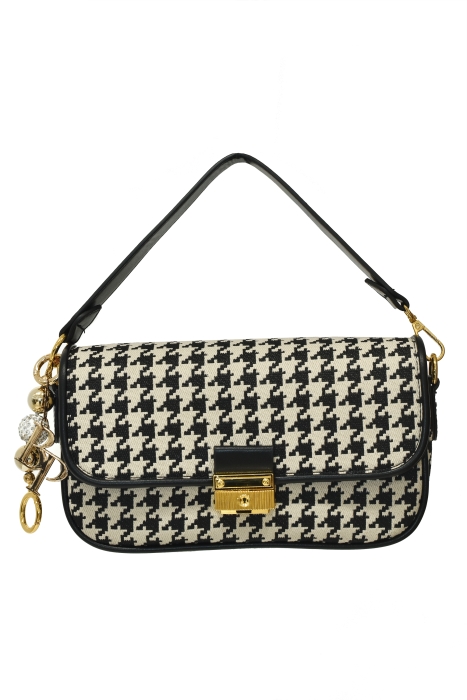 Сумка "Лоис" черно-белая, ткань "гусиная лапка"