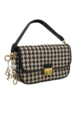 Сумка "Лоис" черно-белая, ткань "гусиная лапка"