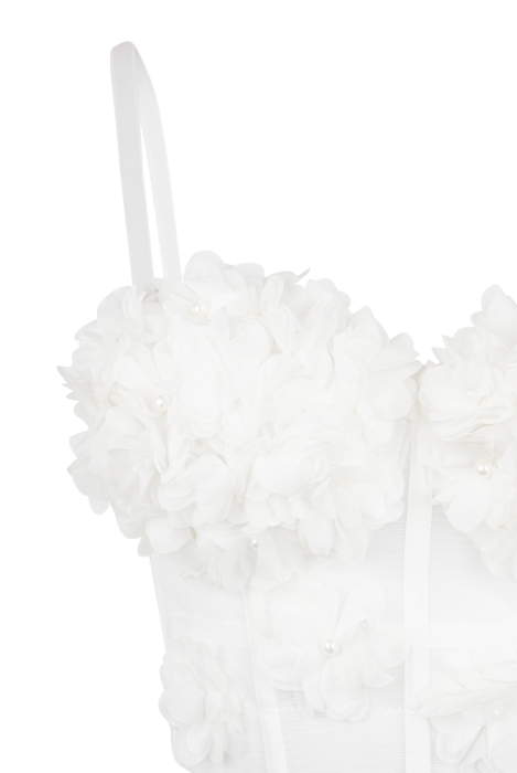 Топ - корсет "Рэм" белый, мелкие  цветы