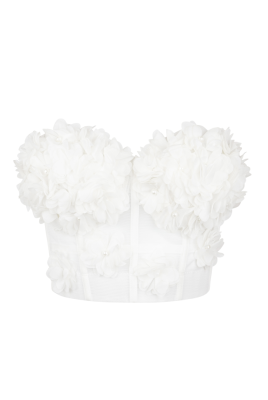 Топ - корсет "Рэм" белый, мелкие  цветы