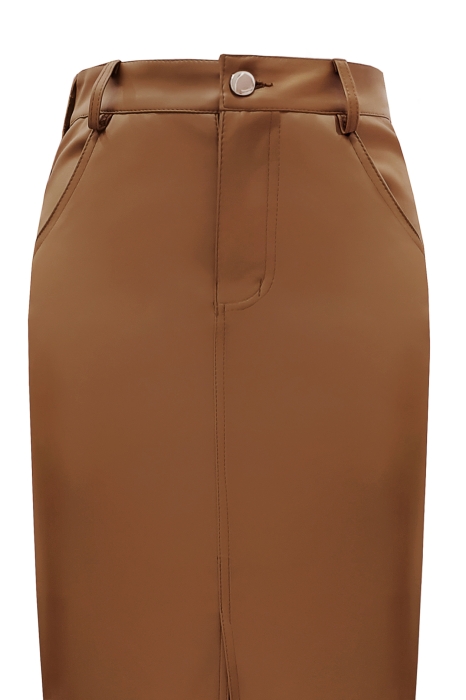 Юбка "Адреа" коричневая, миди, эко - кожа