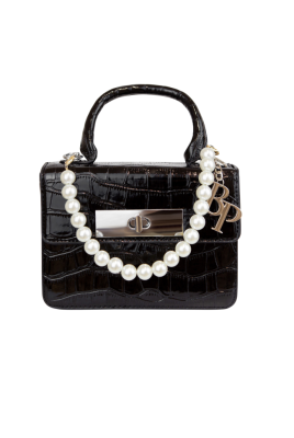 Сумка "Илия" черная, эко-кожа, имитация кожи крокодила