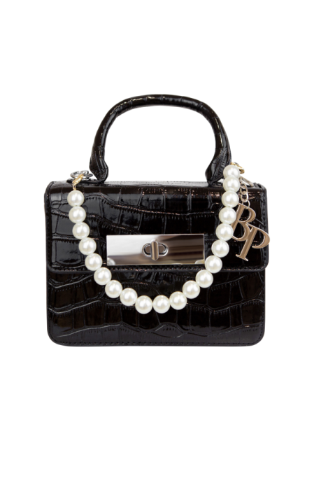 Сумка "Илия" черная, эко-кожа, имитация кожи крокодила