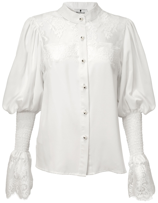 Блуза "Луиса" белая, с кружевом, рукава "венгерка"