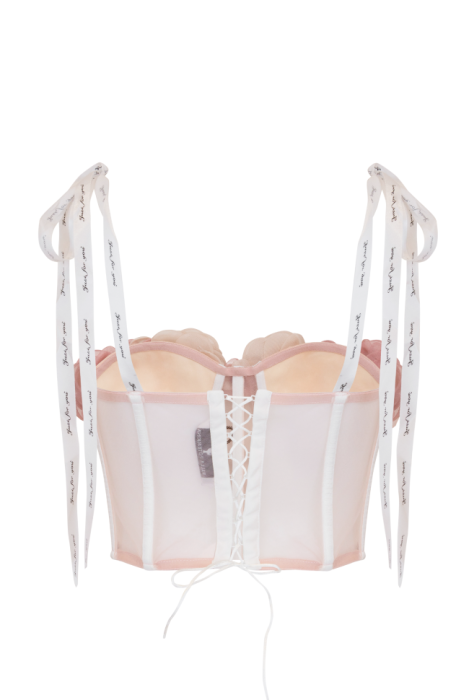 Топ-Корсет "Объемные крупные цветы" Пудрово-Розовый