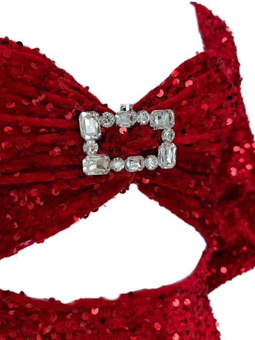 Платье "Сельвен" мини, бордо, красное, бархат, пайетки, фигурный бюст