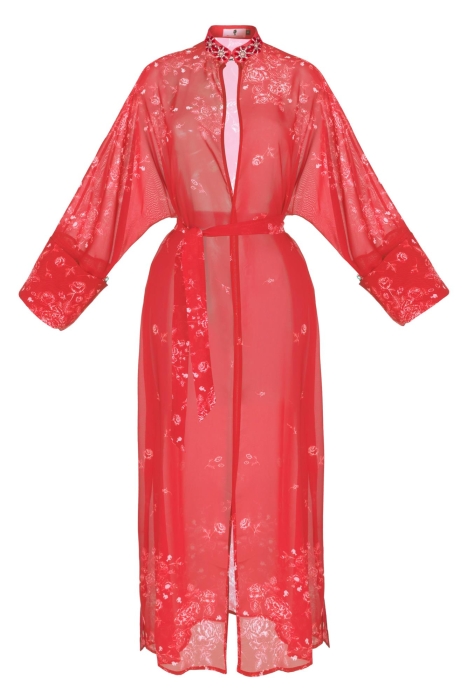 Кимоно "Дзен" красный, молочный принт