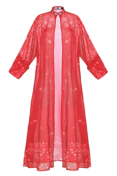 Кимоно "Дзен" красный, молочный принт