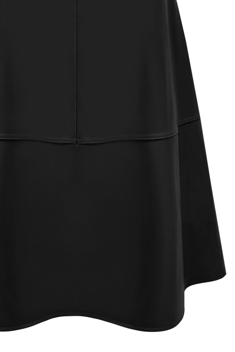 Юбка миди, черная, А-силуэта, эко-кожа (длина 76 см)