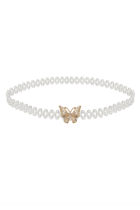 Пояс (ремень) "жемчуг" молочный