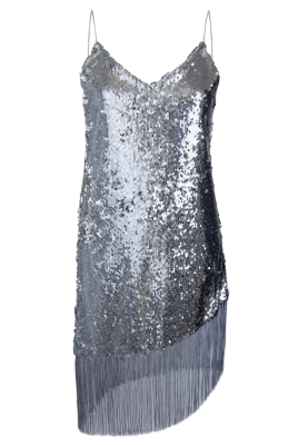 Платье - комбинация "Полли" белая, серебристые пайетки с тесьмой