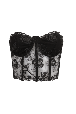 Топ - корсет , Черный , Кружева