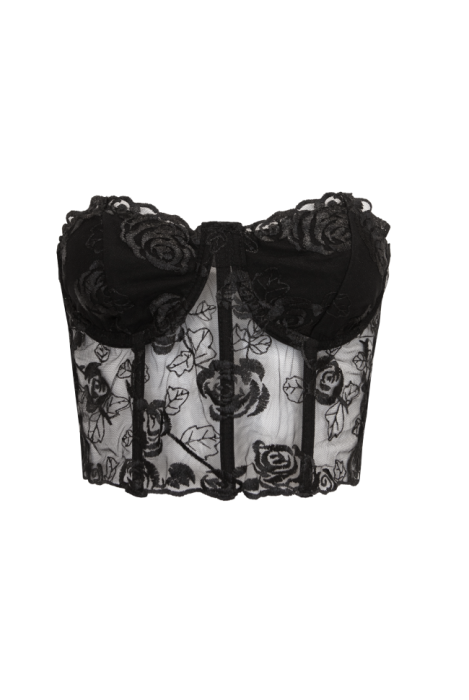 Топ - корсет , Черный , Кружева