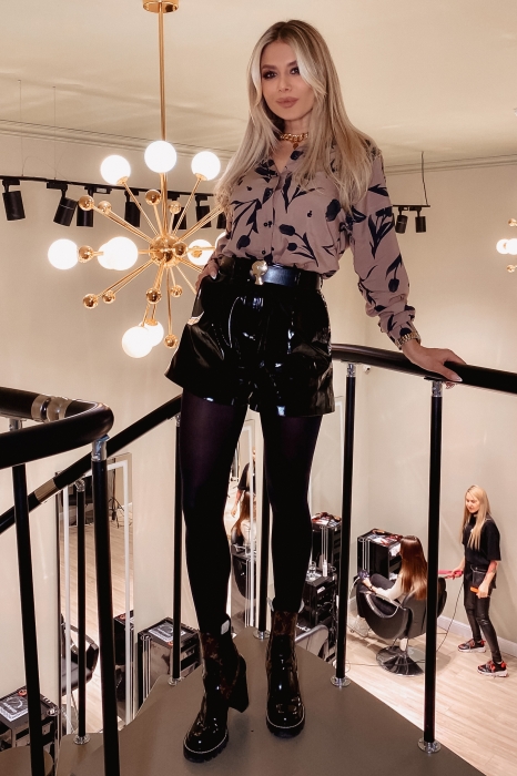 Шорты "Леон" черные, лак