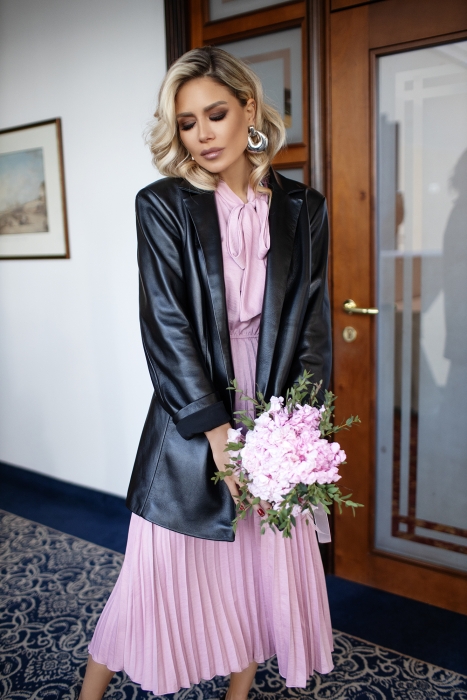 Платье "Френсис" пудровое, плиссе