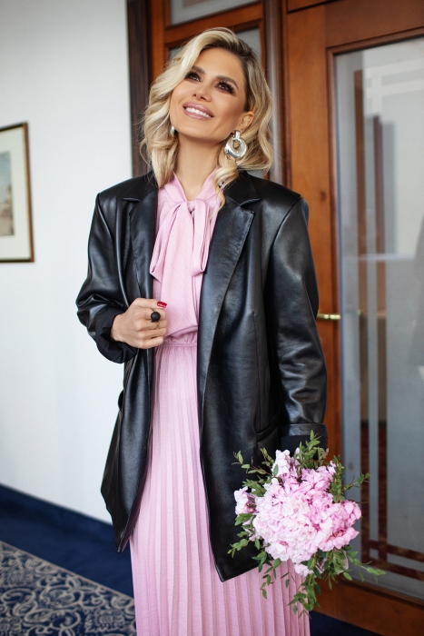 Платье "Френсис" пудровое, плиссе